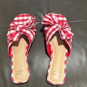 a new day Red Gingham Bow Sandals